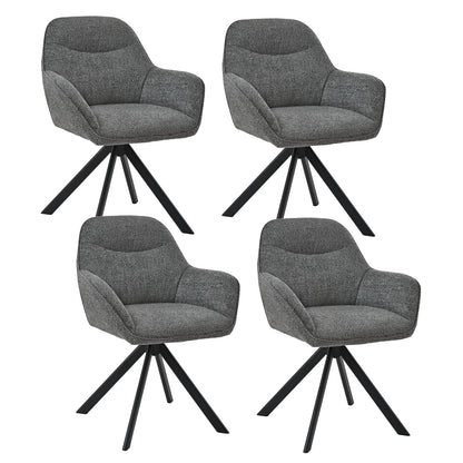 Esszimmerstühle Drehbar 4er Set mit Armlehne, 360° drehbar, Polsterstuhl Leinen, Drehstuhl Esszimmer Beige, Küchenstuhl mit Metallbeine für