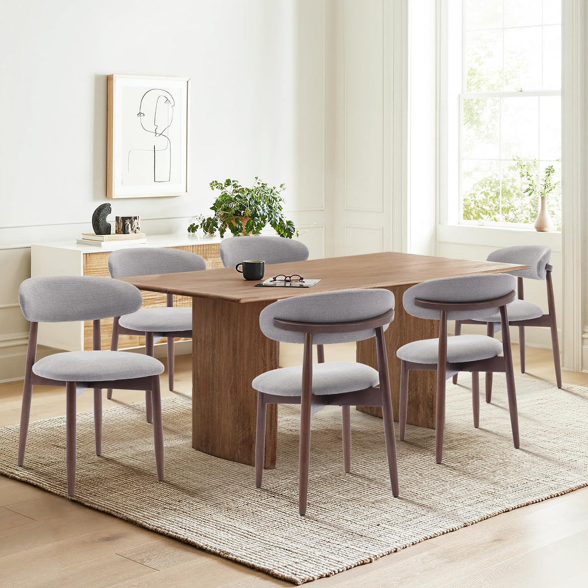 COLAMY Küchenstuhl Esszimmerstühle 4er Set, Moderne Polsterstuhl Essstühle mit Fester Rückenlehne, Stoff Esszimmerstühl mit Holzbein für Esszimmer