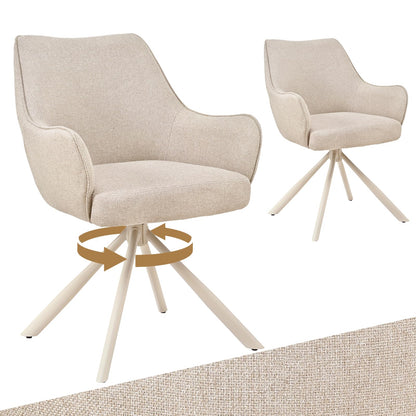 Esszimmerstühle Drehbar 4er Set mit Armlehne, gepolsterte Esszimmerstuhl mit hoher Rückenlehne für Esszimmer & Wohnzimmer, Büro, Beige1
