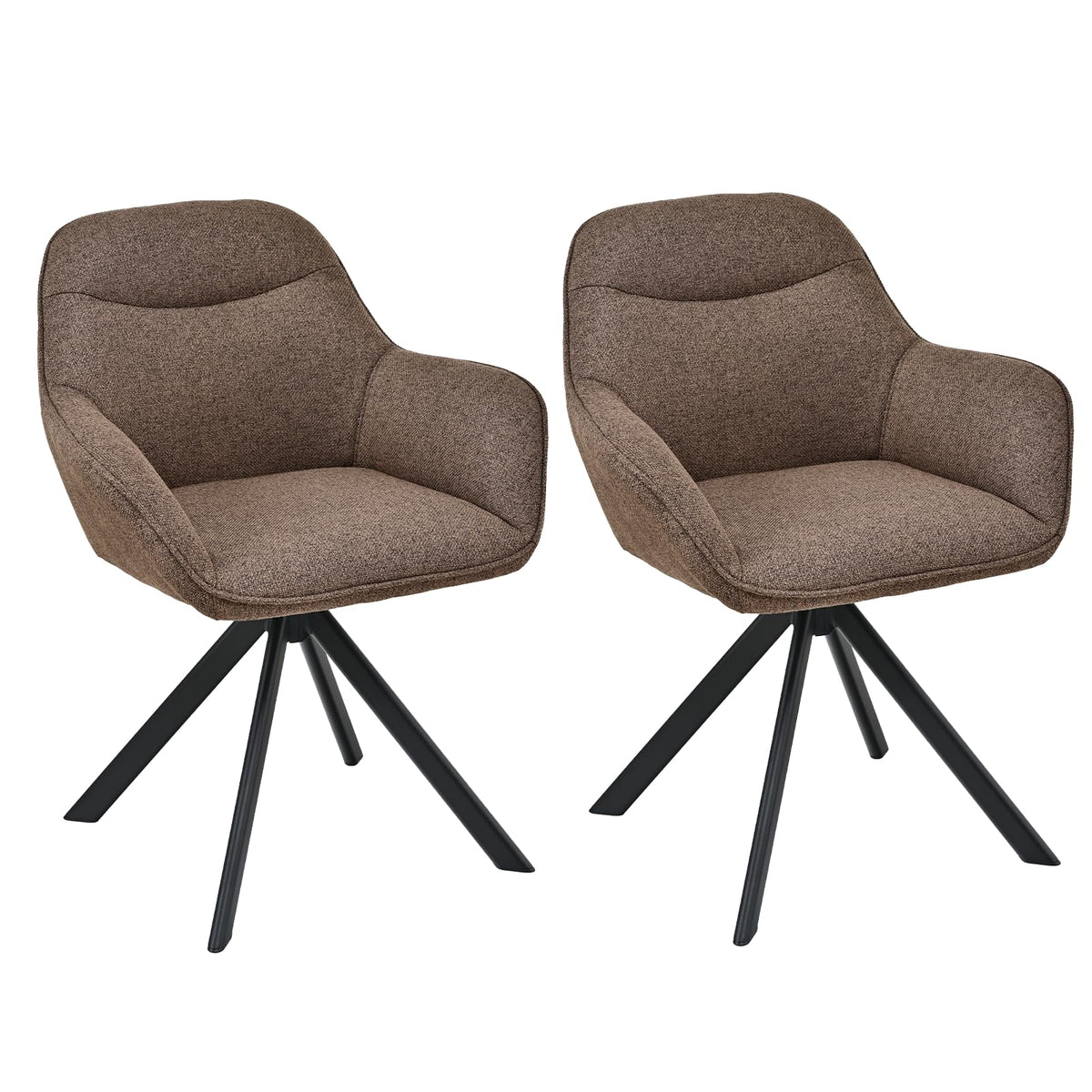 Esszimmerstühle Drehbar 4er Set mit Armlehne, 360° drehbar, Polsterstuhl Leinen, Drehstuhl Esszimmer Beige, Küchenstuhl mit Metallbeine für