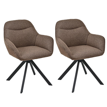 Esszimmerstühle Drehbar 4er Set mit Armlehne, 360° drehbar, Polsterstuhl Leinen, Drehstuhl Esszimmer Beige, Küchenstuhl mit Metallbeine für