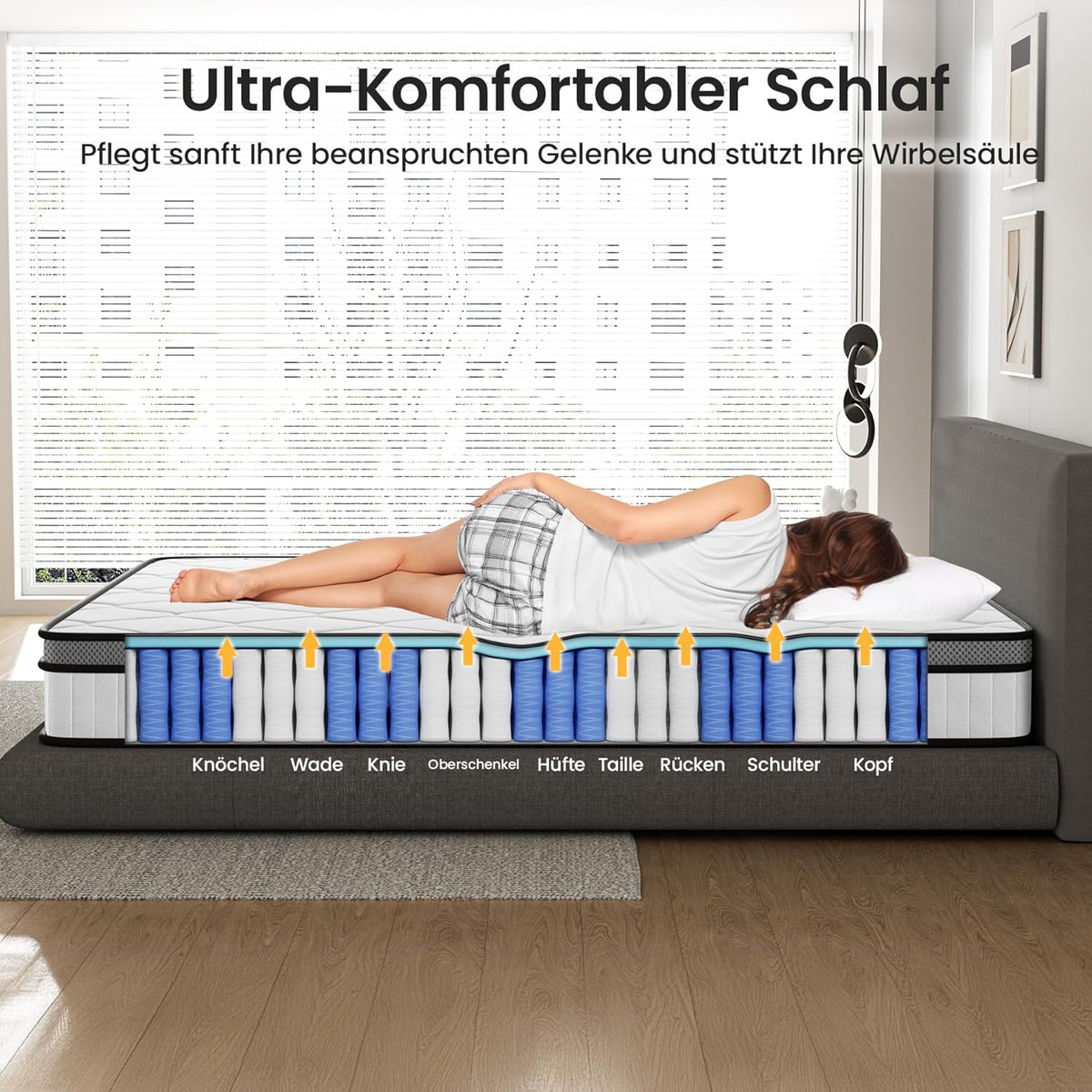 BedStory Matratze 160x200cm,Federkernmatratze H3 Höhe 20cm Taschenfederkernmatratze Mittelfeste Orthopädischem,Öko-Tex Zertifiziert, Matratze für
