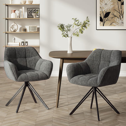 COLAMY Drehstühle für Esszimmer, 2er Set, Drehbare Polsterstühle mit Armlehnen und Rückenlehne, Bequeme Küchenstühle für Wohnzimmer & Essbereich