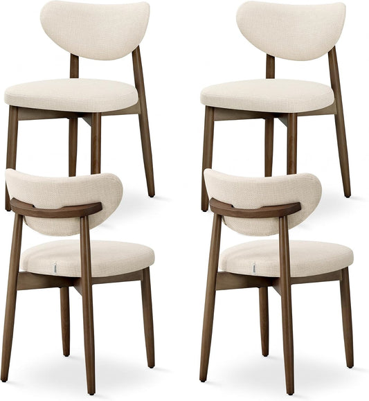 VASAGLE Esszimmerstuhl 4er Set, Küchenstuhl, Polsterstuhl mit Massivholzbeinen, ergonomische Rückenlehne, Aussparung als Griff