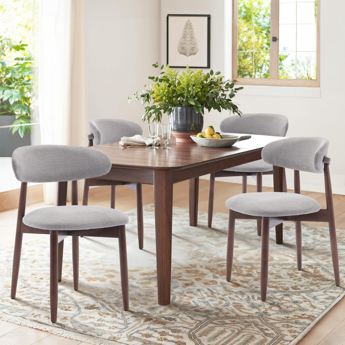 COLAMY Küchenstuhl Esszimmerstühle 4er Set, Moderne Polsterstuhl Essstühle mit Fester Rückenlehne, Stoff Esszimmerstühl mit Holzbein für Esszimmer