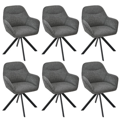 Esszimmerstühle Drehbar 4er Set mit Armlehne, 360° drehbar, Polsterstuhl Leinen, Drehstuhl Esszimmer Beige, Küchenstuhl mit Metallbeine für
