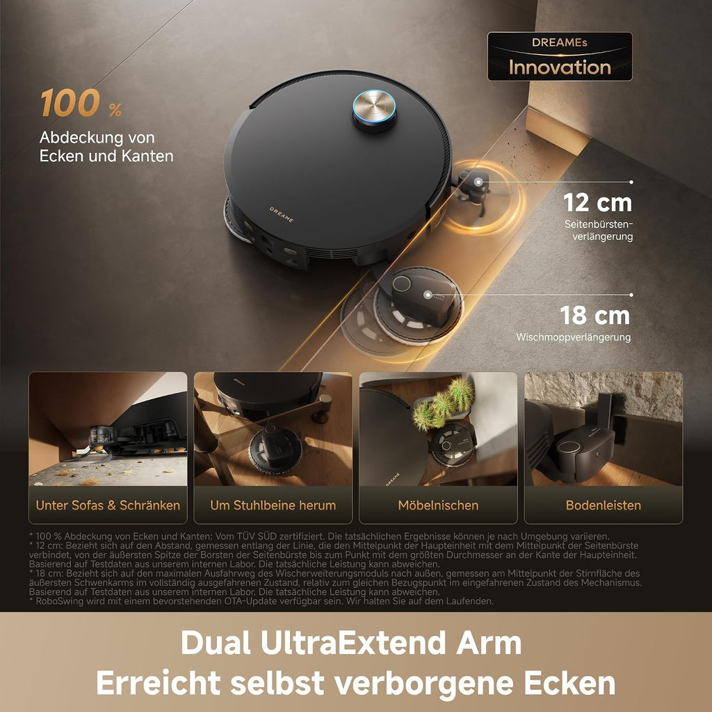 DREAME X60 Pro Ultra Complete, Robot Vacuum and Mop, Dual UltraExtend Arm, Dual AI Cameras, 10cm Obstacle Crossing, 42 000 Pa, Auto-Empty, 100°C Mop Self-Cleaning, and 100% Detangling