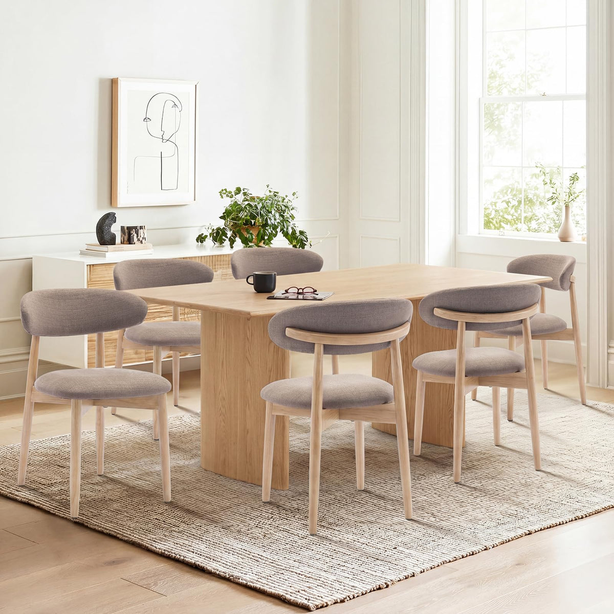 COLAMY Küchenstuhl Esszimmerstühle 4er Set, Moderne Polsterstuhl Essstühle mit Fester Rückenlehne, Stoff Esszimmerstühl mit Holzbein für Esszimmer
