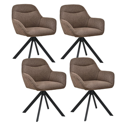 Esszimmerstühle Drehbar 4er Set mit Armlehne, 360° drehbar, Polsterstuhl Leinen, Drehstuhl Esszimmer Beige, Küchenstuhl mit Metallbeine für