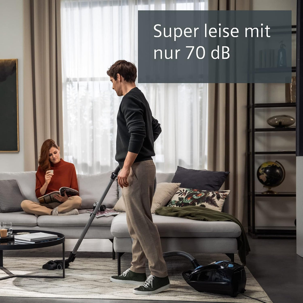 Siemens Staubsauger mit Beutel Q5.0 extreme silencePower VSQ5X1230, ideal für Allergiker, Hygiene-Filter, starke Saugleistung, Bodendüse