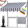tillvex Klemmmarkise 350cm breit mit Handkurbel – Balkonmarkise ohne Bohren