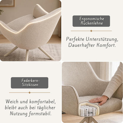 Esszimmerstühle Drehbar 4er Set mit Armlehne, gepolsterte Esszimmerstuhl mit hoher Rückenlehne für Esszimmer & Wohnzimmer, Büro, Beige1
