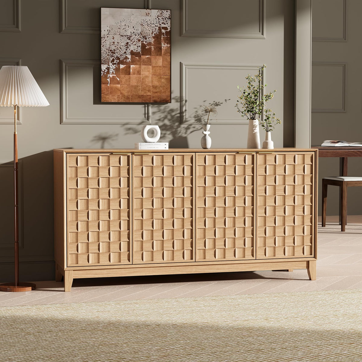 COLAMY Sideboard 150 cm Holz mit Stauraum – Modernes Sideboard für Wohnzimmer, Küchenschrank mit verstellbaren Einlegeböden