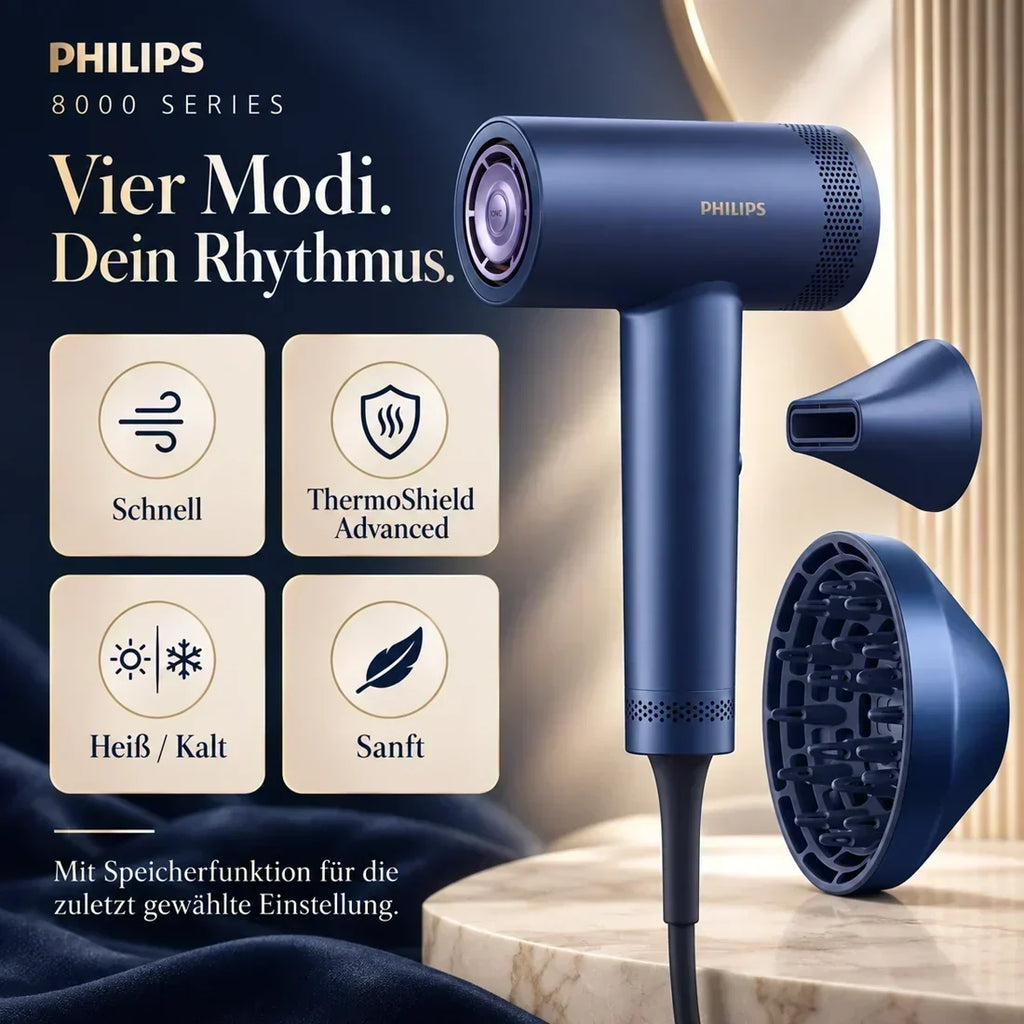 Philips 8000 Series BHD839/10 – Haartrockner mit ThermoShield Advanced, Meeresblau